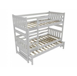 Patrová postel s výsuvnou přistýlkou PPV 019 (Rozměr: 90 x 200 cm, Prostor mezi lůžky: 80 cm, Barva dřeva: barva bílá)