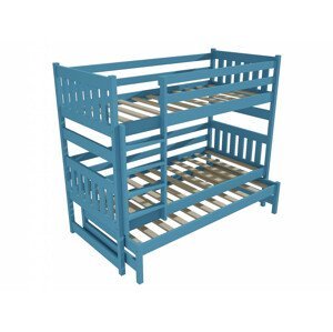 Patrová postel s výsuvnou přistýlkou PPV 019 (Rozměr: 90 x 190 cm, Prostor mezi lůžky: 80 cm, Barva dřeva: barva modrá)