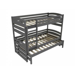 Patrová postel s výsuvnou přistýlkou PPV 020 (Rozměr: 90 x 190 cm, Prostor mezi lůžky: 80 cm, Barva dřeva: barva šedá)