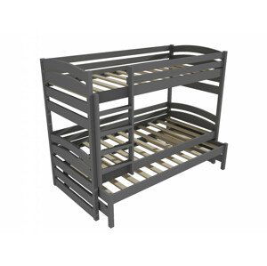 Patrová postel s výsuvnou přistýlkou PPV 020 (Rozměr: 80 x 180 cm, Prostor mezi lůžky: 100 cm, Barva dřeva: barva šedá)