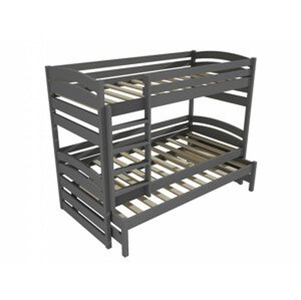 Patrová postel s výsuvnou přistýlkou PPV 020 (Rozměr: 80 x 190 cm, Prostor mezi lůžky: 80 cm, Barva dřeva: barva šedá)