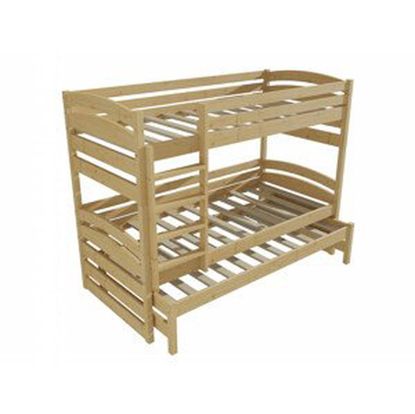 Patrová postel s výsuvnou přistýlkou PPV 020 (Rozměr: 80 x 200 cm, Prostor mezi lůžky: 90 cm, Barva dřeva: bezbarvý lak)