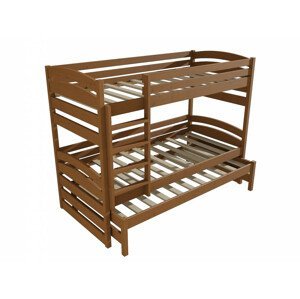 Patrová postel s výsuvnou přistýlkou PPV 020 (Rozměr: 90 x 190 cm, Prostor mezi lůžky: 80 cm, Barva dřeva: moření dub)
