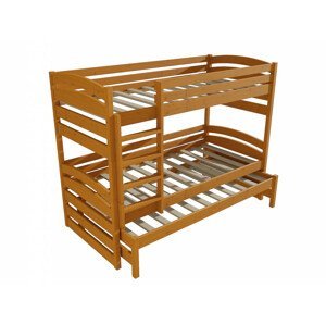 Patrová postel s výsuvnou přistýlkou PPV 020 (Rozměr: 90 x 190 cm, Prostor mezi lůžky: 80 cm, Barva dřeva: moření olše)