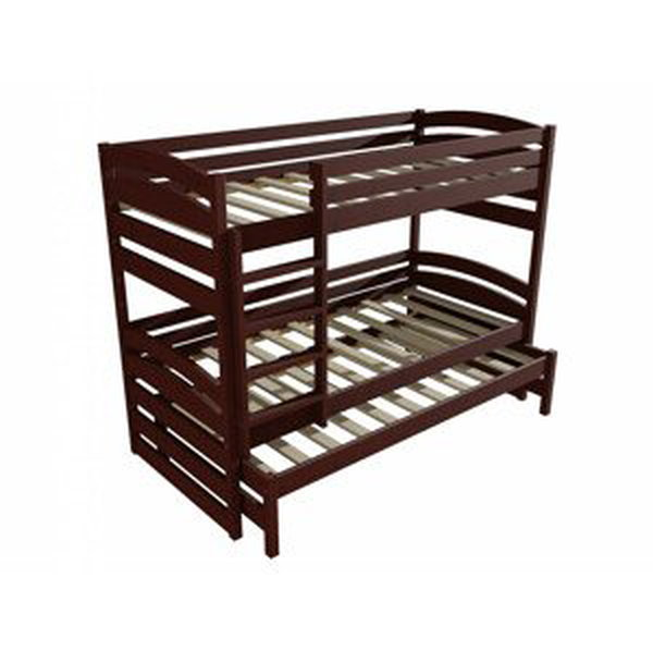 Patrová postel s výsuvnou přistýlkou PPV 020 (Rozměr: 90 x 190 cm, Prostor mezi lůžky: 80 cm, Barva dřeva: moření ořech)