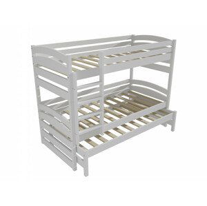 Patrová postel s výsuvnou přistýlkou PPV 020 (Rozměr: 80 x 190 cm, Prostor mezi lůžky: 100 cm, Barva dřeva: barva bílá)