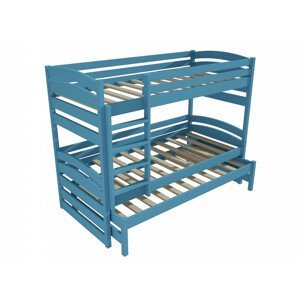 Patrová postel s výsuvnou přistýlkou PPV 020 (Rozměr: 90 x 190 cm, Prostor mezi lůžky: 80 cm, Barva dřeva: barva modrá)