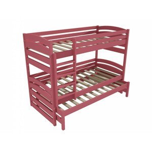 Patrová postel s výsuvnou přistýlkou PPV 020 (Rozměr: 90 x 190 cm, Prostor mezi lůžky: 80 cm, Barva dřeva: barva růžová)