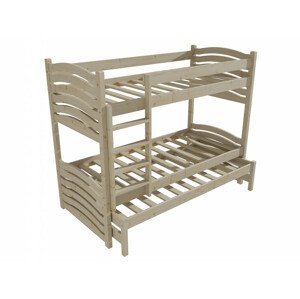 Patrová postel s výsuvnou přistýlkou PPV 021 (Rozměr: 90 x 190 cm, Prostor mezi lůžky: 80 cm, Barva dřeva: surové dřevo)