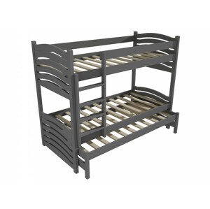 Patrová postel s výsuvnou přistýlkou PPV 021 (Rozměr: 90 x 190 cm, Prostor mezi lůžky: 80 cm, Barva dřeva: barva šedá)