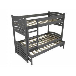 Patrová postel s výsuvnou přistýlkou PPV 021 (Rozměr: 90 x 180 cm, Prostor mezi lůžky: 100 cm, Barva dřeva: barva šedá)