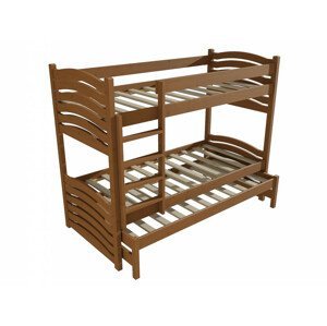 Patrová postel s výsuvnou přistýlkou PPV 021 (Rozměr: 90 x 190 cm, Prostor mezi lůžky: 80 cm, Barva dřeva: moření dub)
