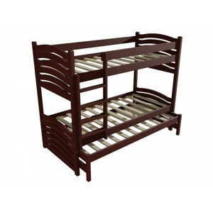 Patrová postel s výsuvnou přistýlkou PPV 021 (Rozměr: 90 x 190 cm, Prostor mezi lůžky: 100 cm, Barva dřeva: moření ořech)