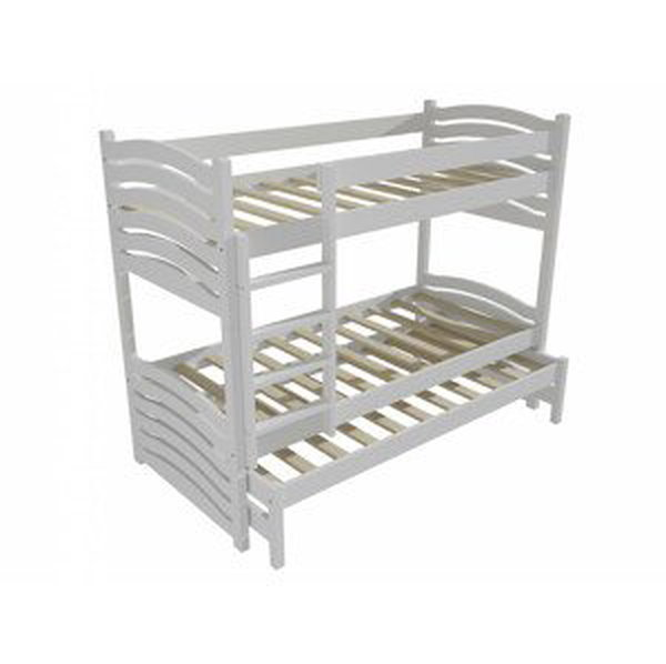 Patrová postel s výsuvnou přistýlkou PPV 021 (Rozměr: 90 x 180 cm, Prostor mezi lůžky: 80 cm, Barva dřeva: barva bílá)