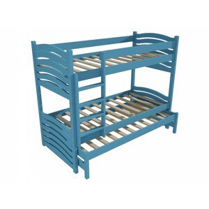 Patrová postel s výsuvnou přistýlkou PPV 021 (Rozměr: 90 x 190 cm, Prostor mezi lůžky: 80 cm, Barva dřeva: barva modrá)