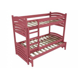 Patrová postel s výsuvnou přistýlkou PPV 021 (Rozměr: 90 x 190 cm, Prostor mezi lůžky: 100 cm, Barva dřeva: barva růžová)