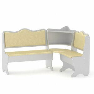 Rohová lavice DAKAR (Barva dřeva: bílá, Materiál potahu: vinyl - slonová kost)
