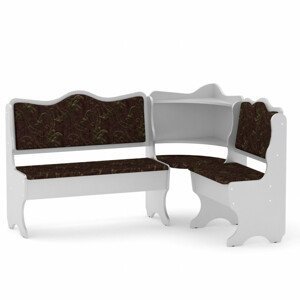 Rohová lavice DAKAR (Barva dřeva: bílá, Materiál potahu: tkanina - boston chocolate)