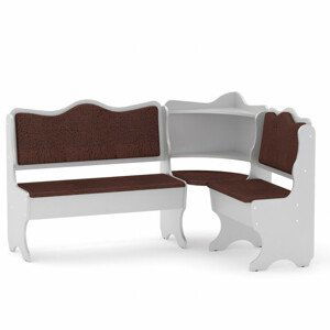 Rohová lavice DAKAR (Barva dřeva: bílá, Materiál potahu: vinyl - bronz)