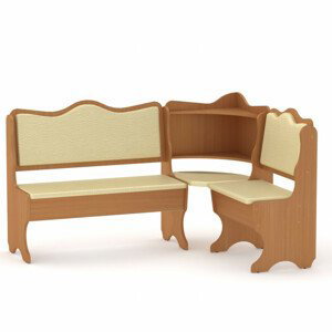 Rohová lavice DAKAR (Barva dřeva: buk, Materiál potahu: vinyl - slonová kost)