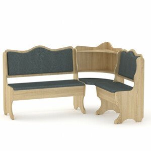 Rohová lavice DAKAR (Barva dřeva: dub sonoma, Materiál potahu: vinyl - šedá)