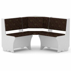 Rohová lavice CHILE (Barva dřeva: bílá, Materiál potahu: tkanina - boston chocolate)