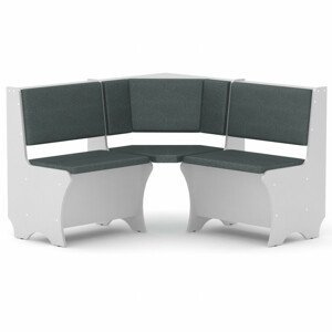 Rohová lavice CHILE (Barva dřeva: bílá, Materiál potahu: vinyl - šedá)