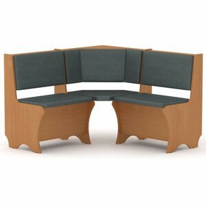 Rohová lavice CHILE (Barva dřeva: buk, Materiál potahu: vinyl - šedá)