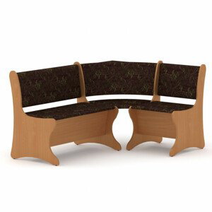 Rohová lavice ITALIA (Barva dřeva: buk, Materiál potahu: tkanina - boston chocolate)