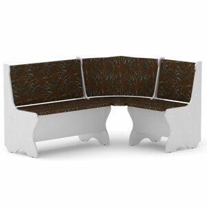 Rohová lavice KANADA (Barva dřeva: bílá, Materiál potahu: tkanina - boston brown)