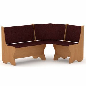 Rohová lavice KANADA (Barva dřeva: buk, Materiál potahu: vinyl - bordo)