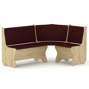 Rohová lavice KANADA (Barva dřeva: dub sonoma, Materiál potahu: vinyl - bordo)