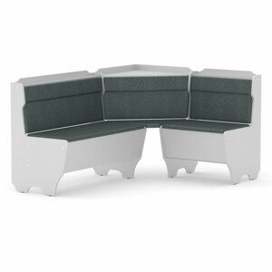 Rohová lavice KORSIKA (Barva dřeva: bílá, Materiál potahu: vinyl - šedá)