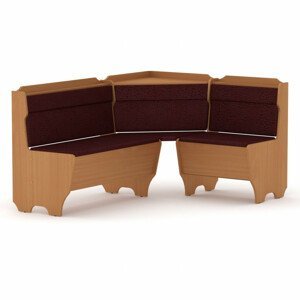 Rohová lavice KORSIKA (Barva dřeva: buk, Materiál potahu: vinyl - bordo)