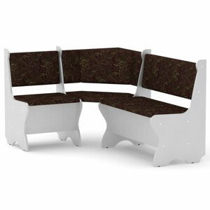 Rohová lavice KYPR (Barva dřeva: bílá, Materiál potahu: tkanina - boston chocolate)