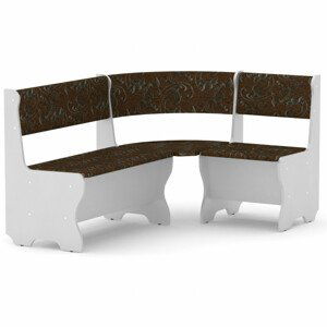 Rohová lavice MALTA (Barva dřeva: bílá, Materiál potahu: tkanina - boston brown)