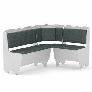 Rohová lavice RHODOS (Barva dřeva: bílá, Materiál potahu: vinyl - šedá)