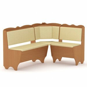Rohová lavice RHODOS (Barva dřeva: buk, Materiál potahu: vinyl - slonová kost)