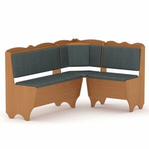 Rohová lavice RHODOS (Barva dřeva: buk, Materiál potahu: vinyl - šedá)