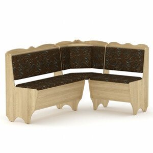 Rohová lavice RHODOS (Barva dřeva: dub sonoma, Materiál potahu: tkanina - boston brown)