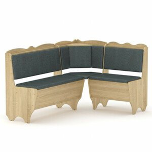 Rohová lavice RHODOS (Barva dřeva: dub sonoma, Materiál potahu: vinyl - šedá)