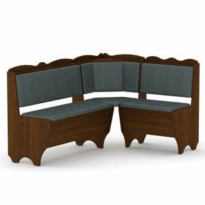 Rohová lavice RHODOS (Barva dřeva: ořech, Materiál potahu: vinyl - šedá)