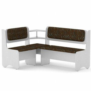 Rohová lavice SOFIA (Barva dřeva: bílá, Materiál potahu: tkanina - boston brown)