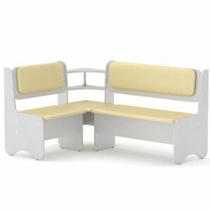 Rohová lavice SOFIA (Barva dřeva: bílá, Materiál potahu: vinyl - slonová kost)