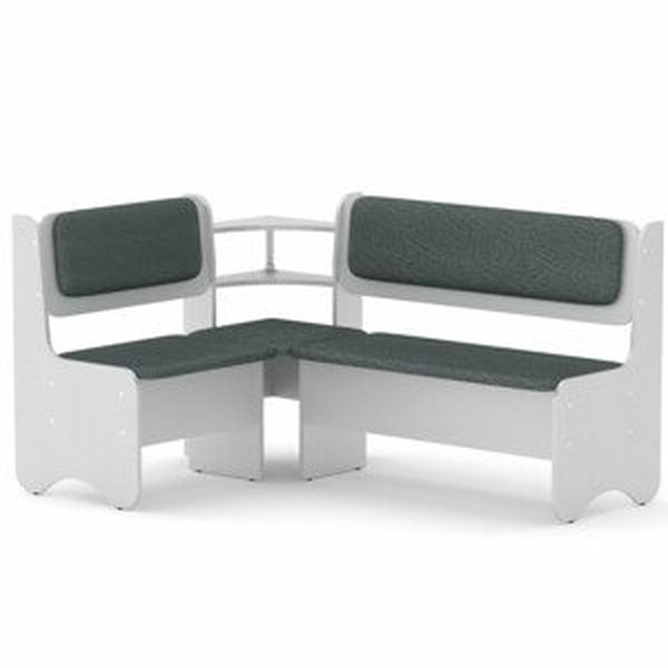 Rohová lavice SOFIA (Barva dřeva: bílá, Materiál potahu: vinyl - šedá)