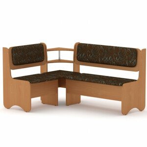 Rohová lavice SOFIA (Barva dřeva: buk, Materiál potahu: tkanina - boston brown)