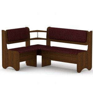 Rohová lavice SOFIA (Barva dřeva: ořech, Materiál potahu: vinyl - bordo)