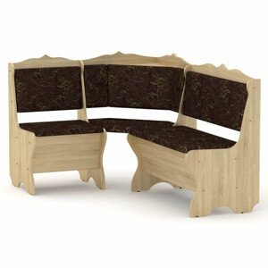 Rohová lavice SYRIE (Barva dřeva: dub sonoma, Materiál potahu: tkanina - boston chocolate)