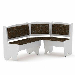 Rohová lavice TEXAS (Barva dřeva: bílá, Materiál potahu: tkanina - boston brown)