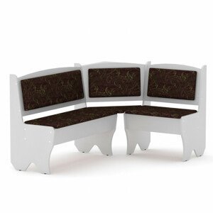 Rohová lavice TEXAS (Barva dřeva: bílá, Materiál potahu: tkanina - boston chocolate)
